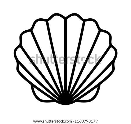 Seashell shell / shellfish or seafood line art icon for wildlife apps and websites