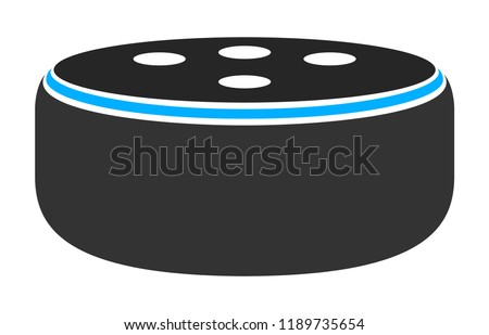 Small smart speaker virtual assistant flat vector color icon for apps and websites