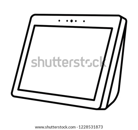 Smart speaker personal assistant with screen line art vector icon for apps and websites 