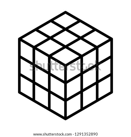Rubik's cube 3d combination puzzle line art vector icon for apps and websites