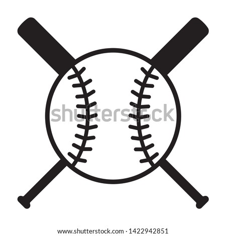 Baseball bats and ball or baseball tournament flat vector icon for sports apps and websites