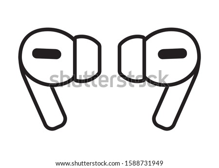 A pair of wireless earbud headphones line art vector icon for apps and websites