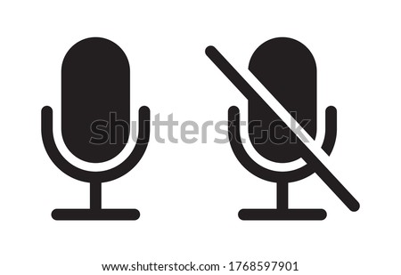 Mute and unmute audio microphone flat vector icons for video apps and websites