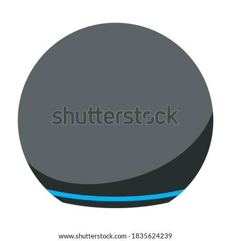 Round smart speaker virtual assistant flat vector color icon for apps and websites