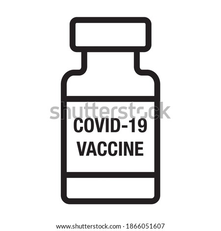Coronavirus COVID-19 vaccine bottle line art vector icon for medical apps and websites