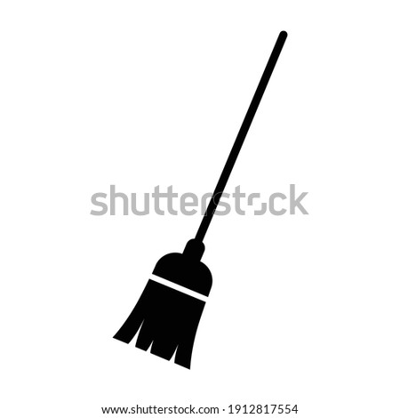Broom or sweeper for cleaning floors flat vector icon for apps and websites