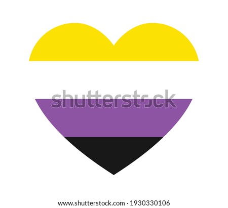 Nonbinary or non-binary heart or love flat vector icon for apps and print