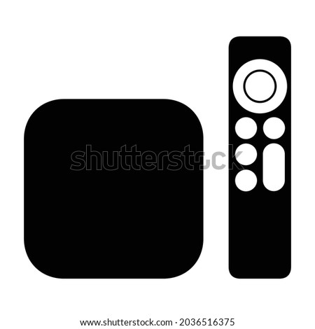 4K digital media player setup box with remote flat vector icon for apps and websites