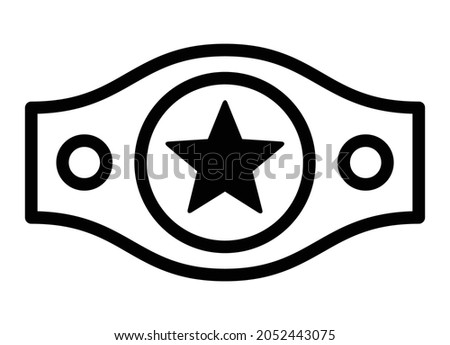 Boxing or wrestling championship belt with star line art vector icon for sports apps and websites