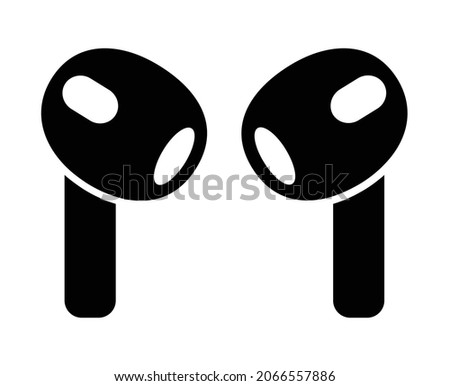 Pair of new wireless earbud headphones flat vector icon for apps and websites