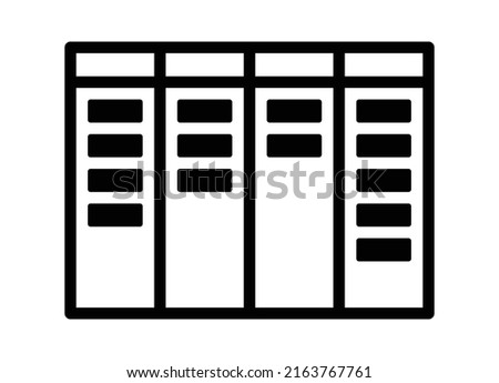 Agile kanban product board line art vector icon for product apps and websites
