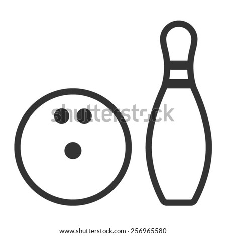 Bowling ball and pin line art vector icon for sports apps and websites