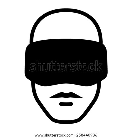 Man wearing a virtual reality goggle headset flat vector icon for apps and websites