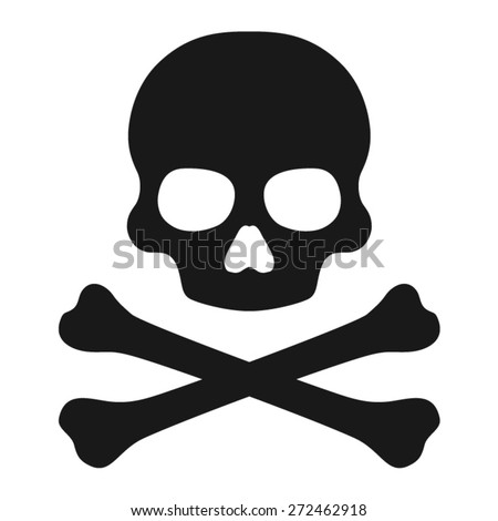 Crossbones / death skull, danger or poison flat vector icon for apps and websites