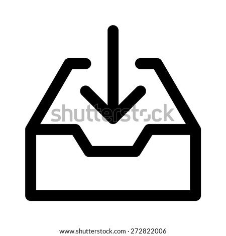 Incoming mail / email message or inbox line art vector icon for apps and websites