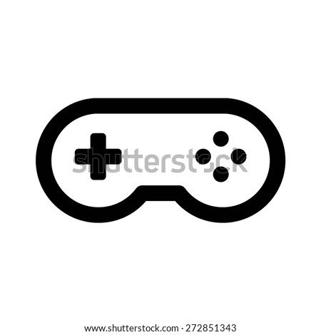 Classic videogame / video game arcade controller or retro gamepad line art vector icon for apps and websites