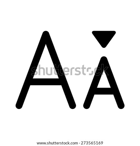 Decrease or reduce font / typeface size line art vector icon for apps and websites