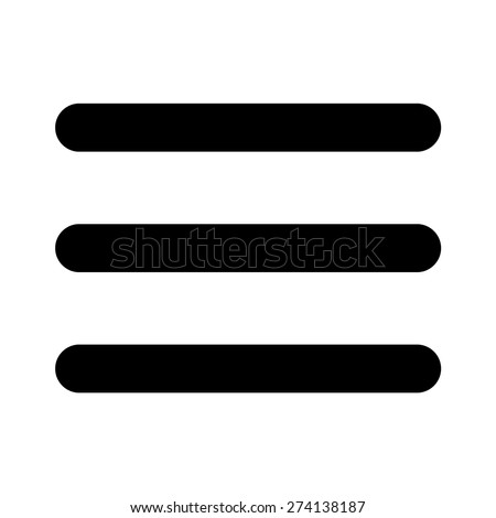 Thick hamburger menu bar line art vector icon for apps and websites