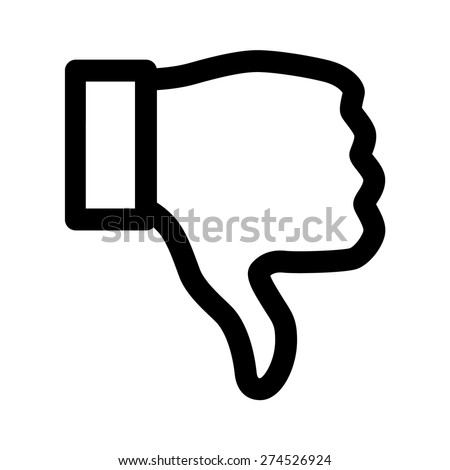 Thumbs down dislike / hate or thumbs down dislike for social networks line art vector icon for apps and websites