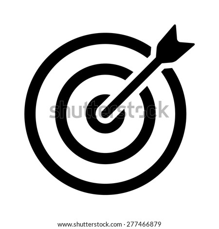 Target bullseye or arrow on target line art vector icon for apps and websites