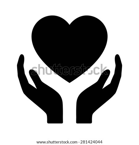 Healthcare hands holding heart flat vector icon for apps and website