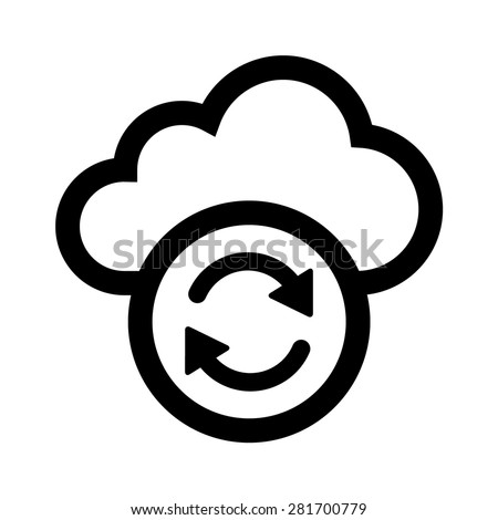 Cloud sync refresh line art vector icon for apps and websites
