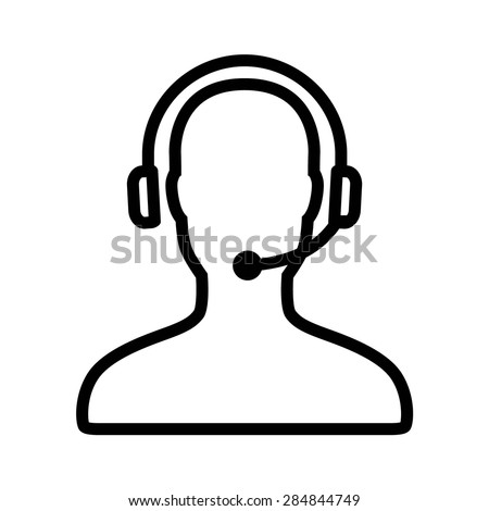 Customer support / customer service agent or account manager line art vector icon for apps and websites