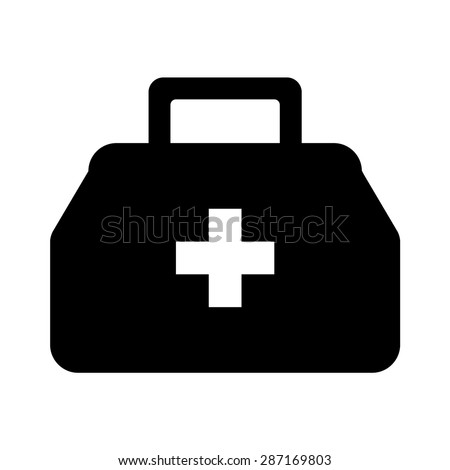 Physician or doctor bag flat vector icon for medical app and website
