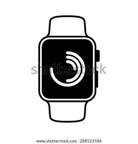 Smart watch wearable with fitness tracking graph flat vector icon for apps and websites