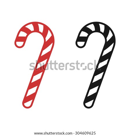 Christmas peppermint candy cane with stripes flat vector icon for apps and websites