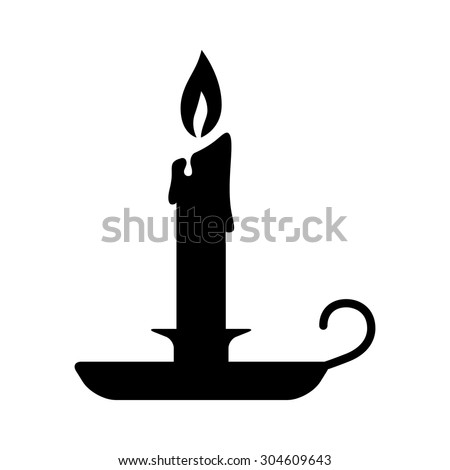 Old fashioned lit candle / candlestick on holder flat vector icon for apps and websites