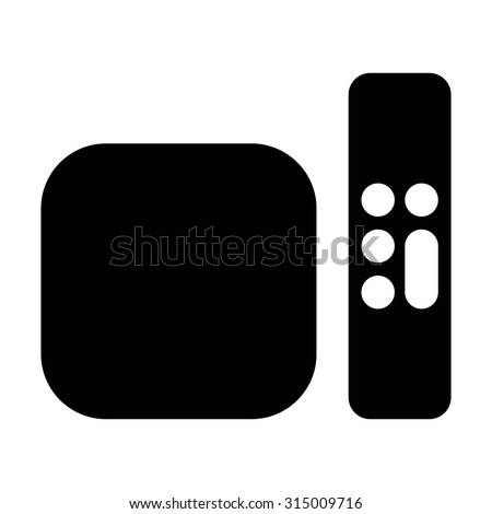 Digital media player setup box with remote flat vector icon for apps and websites