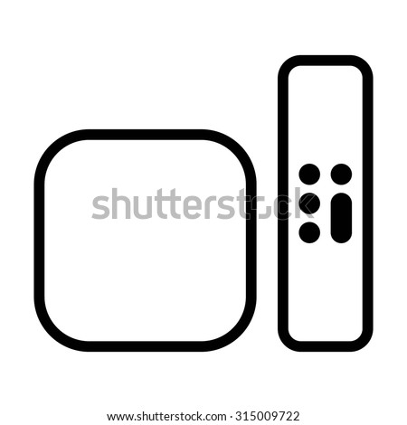 Digital media player setup box with remote line art vector icon for apps and websites