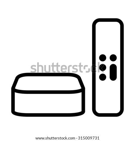 Digital media player setup box with remote line art vector icon for apps and websites