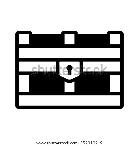 Treasure chest storage box flat vector icon for apps and websites