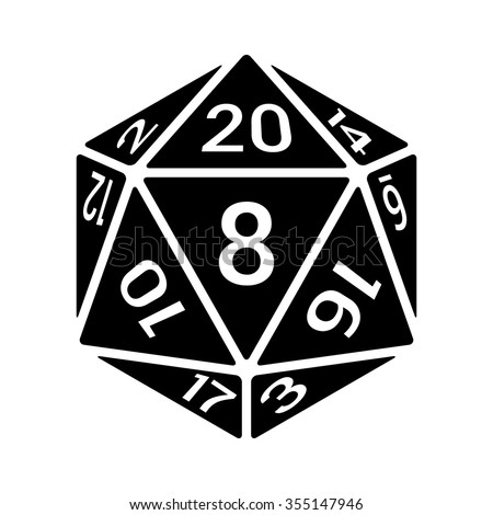 20 sided / 20d dice with numbers flat vector icon for apps and websites