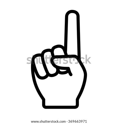 Hand with number 1 / one finger line art vector icon for apps and websites