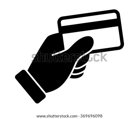 Hand swipe credit card during purchase flat icon for apps and websites