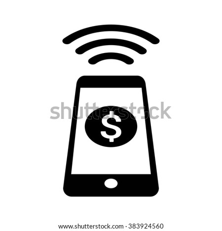 NFC Dollar payment with mobile phone / smartphone flat icon for apps and websites 