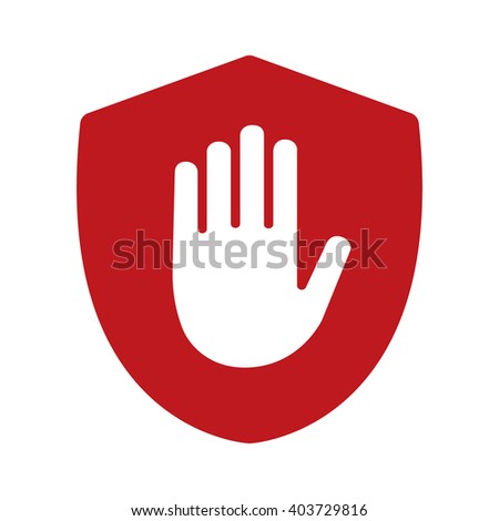 Shield with hand block / adblock flat vector icon for apps and websites