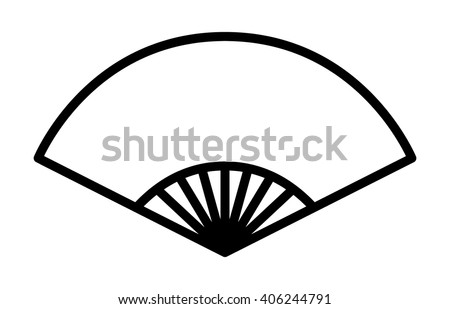 Chinese folding hand fan line art vector icon for apps and websites 