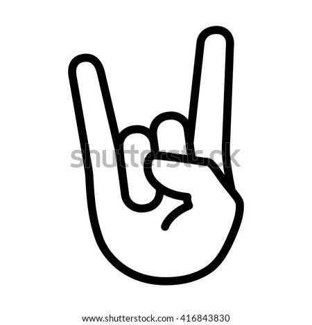 Rock & roll / heavy metal / sign of the horns line art vector icon for apps and websites