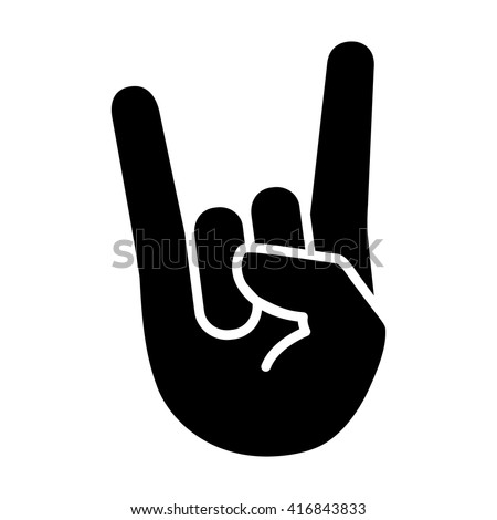 Rock & roll / heavy metal / sign of the horns flat vector icon for apps and websites