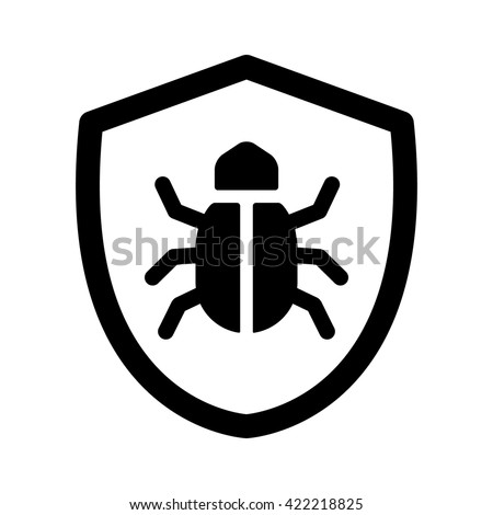 Antivirus protection / virus shield line art vector icon for apps and websites