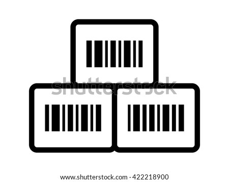 Inventory management boxes with barcode line vector icon for apps and websites