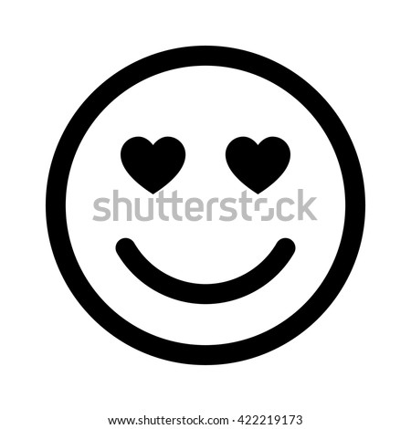 Smiley face in love line art vector icon for apps and websites