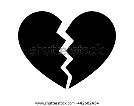 Heartbreak / broken heart or divorce flat vector icon for apps and websites