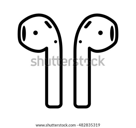 Airpods wireless headphones line art vector icon for apps and websites 