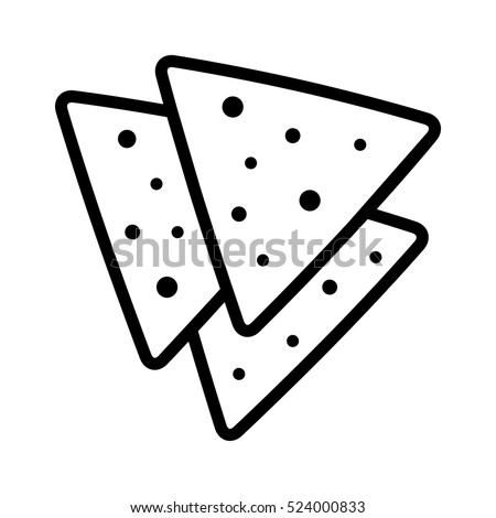 Tortilla chips or nachos tortillas line art vector icon for apps and websites
