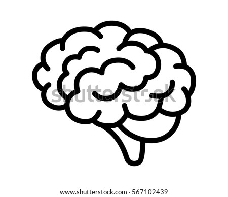 Brain or mind side view line art vector icon for medical apps and websites